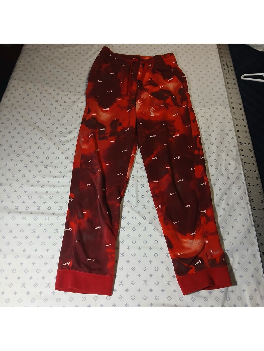 Nike Red Abstract Print Fleece Jogger Sweatpants Small Streetwear Y2K L Large